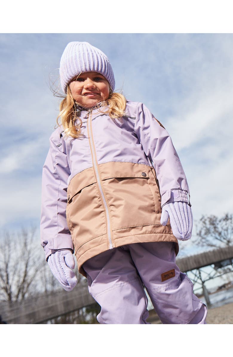 Deux par Deux Little Girl's Colorblock Mid-Season Jacket Lilac And Taupe, Alternate, color, 