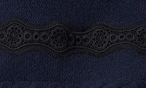 Sam Edelman Jette Lace Inset Cable Sweater In Navy