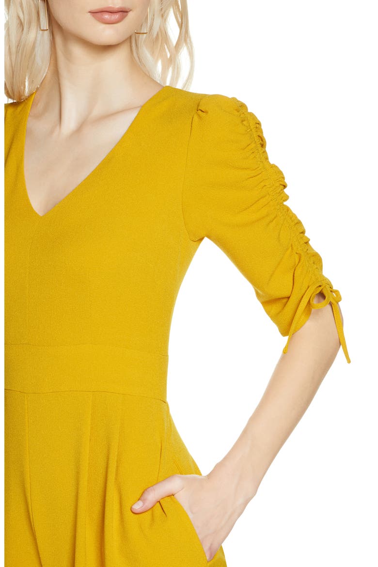 Ruched Sleeve Crop Wide Leg Jumpsuit, Alternate, color, YELLOW MUSTARD