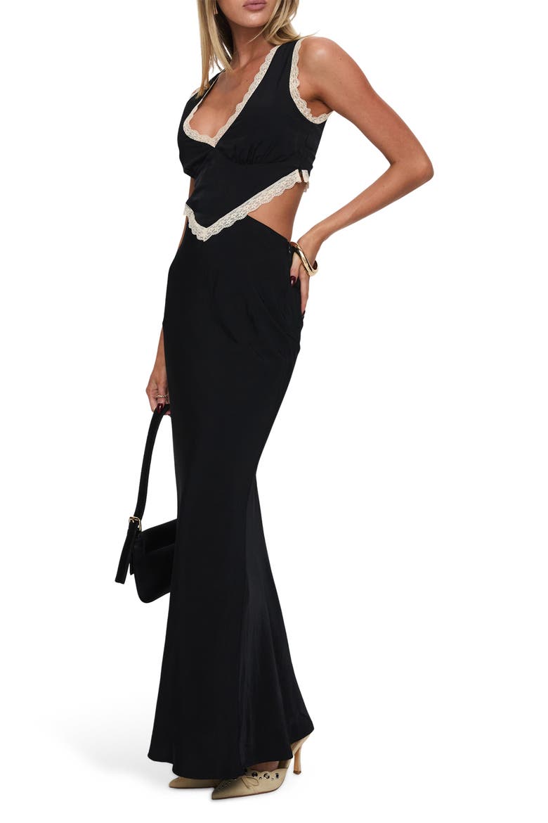 keila lace trim maxi dress cream / black Keila Lace Trim Cutout Maxi Dress (Women)