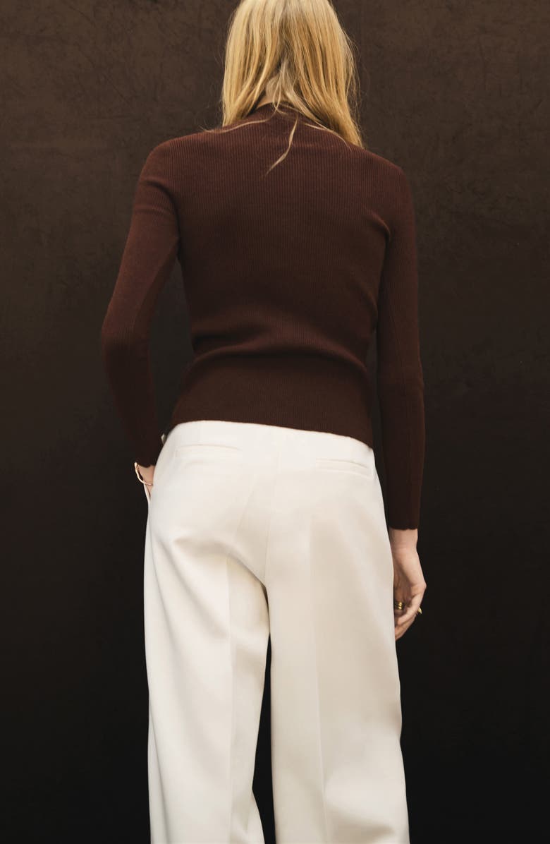 MANGO Mock Neck Cardigan, Alternate, color, Chocolate