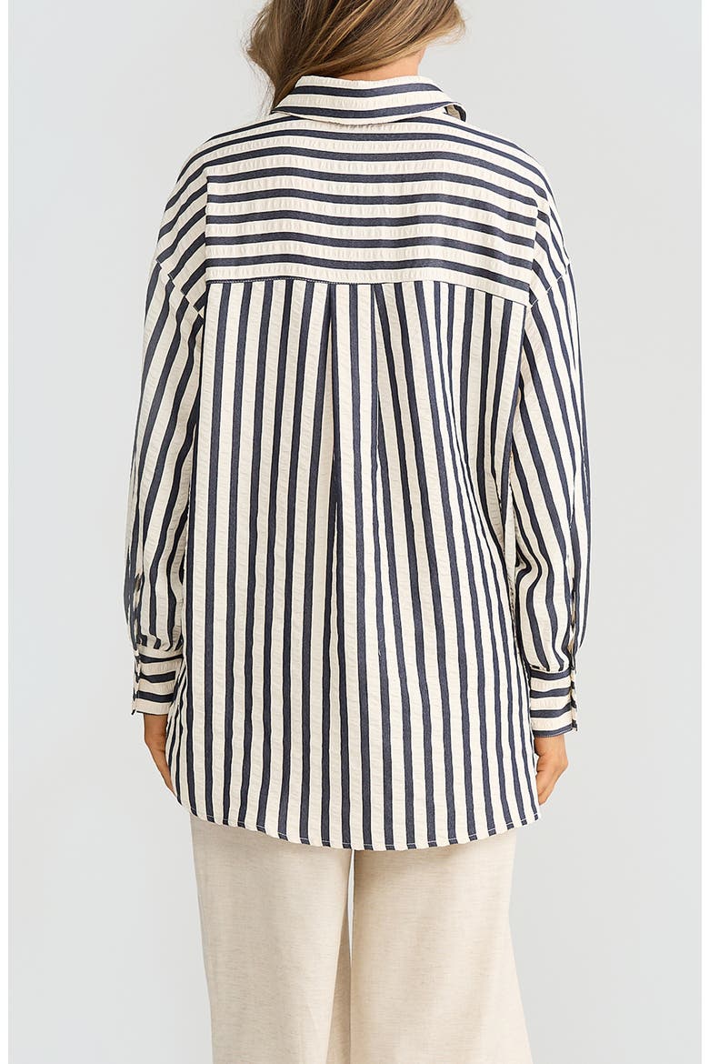 Ezra Patch Pocket Stripe Shirt, Alternate, color, BLACK STRIPE