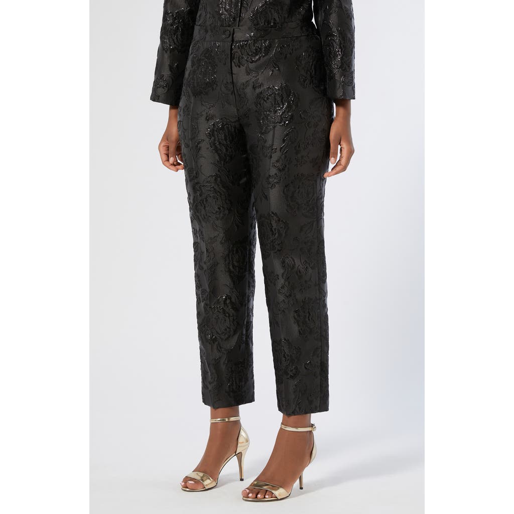 Marina Rinaldi Demetra Metallic Floral Jacquard Pants In Multi
