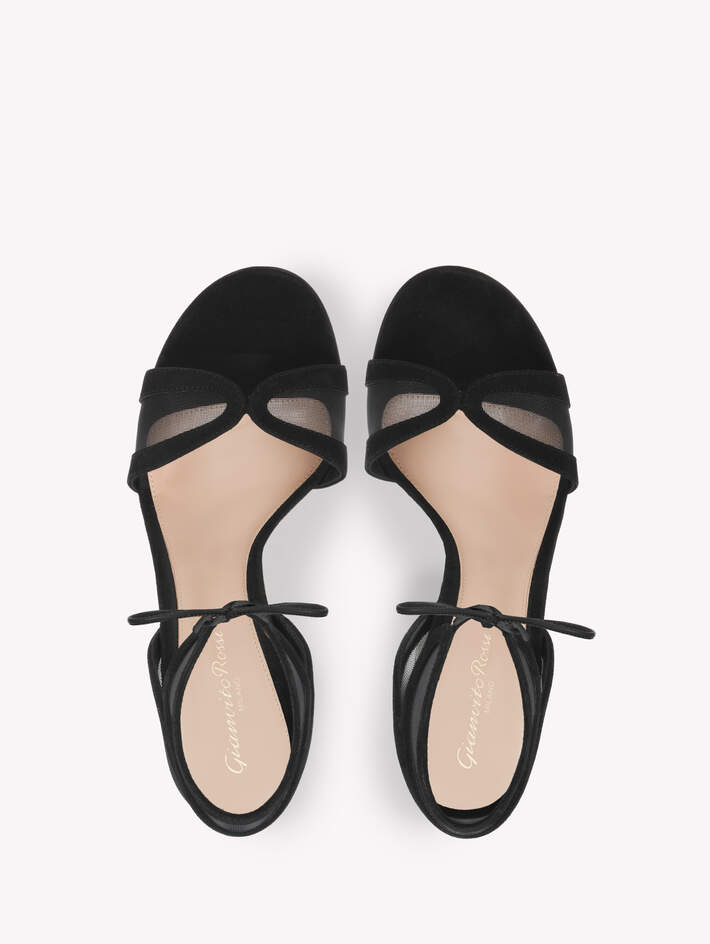 Gianvito Rossi Falene Sandals, Alternate, color, Black Fabric And Suede
