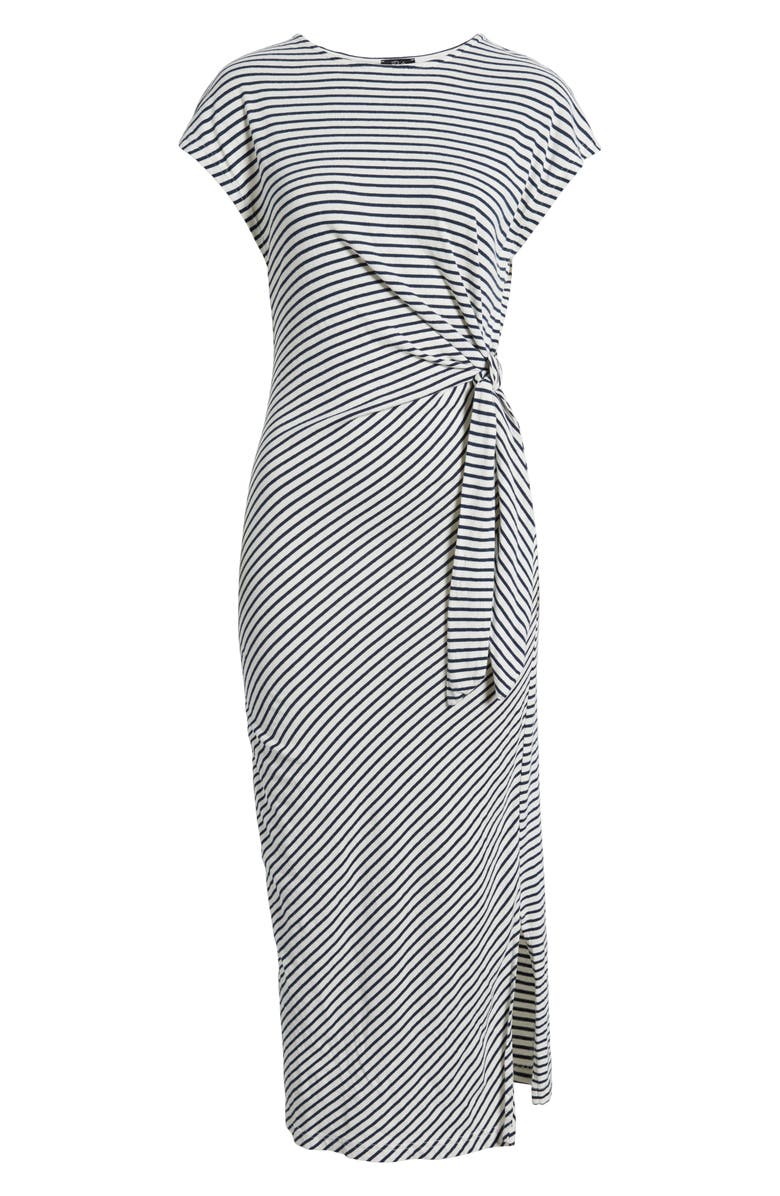 Rails Selah Tie Waist Dress, Alternate, color, Ivory Navy Micro Stripe