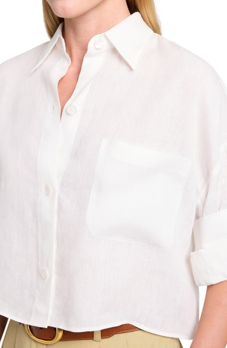 TWP Next Ex Crop Linen Button-Up Shirt, Alternate, color, White