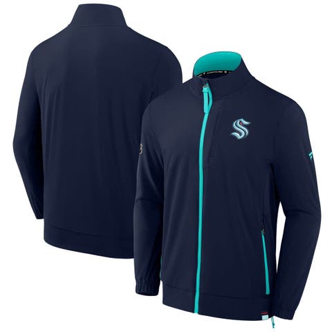 Men's Fanatics  Deep Sea Blue Seattle Kraken Authentic Pro Full-Zip Coaches Jacket