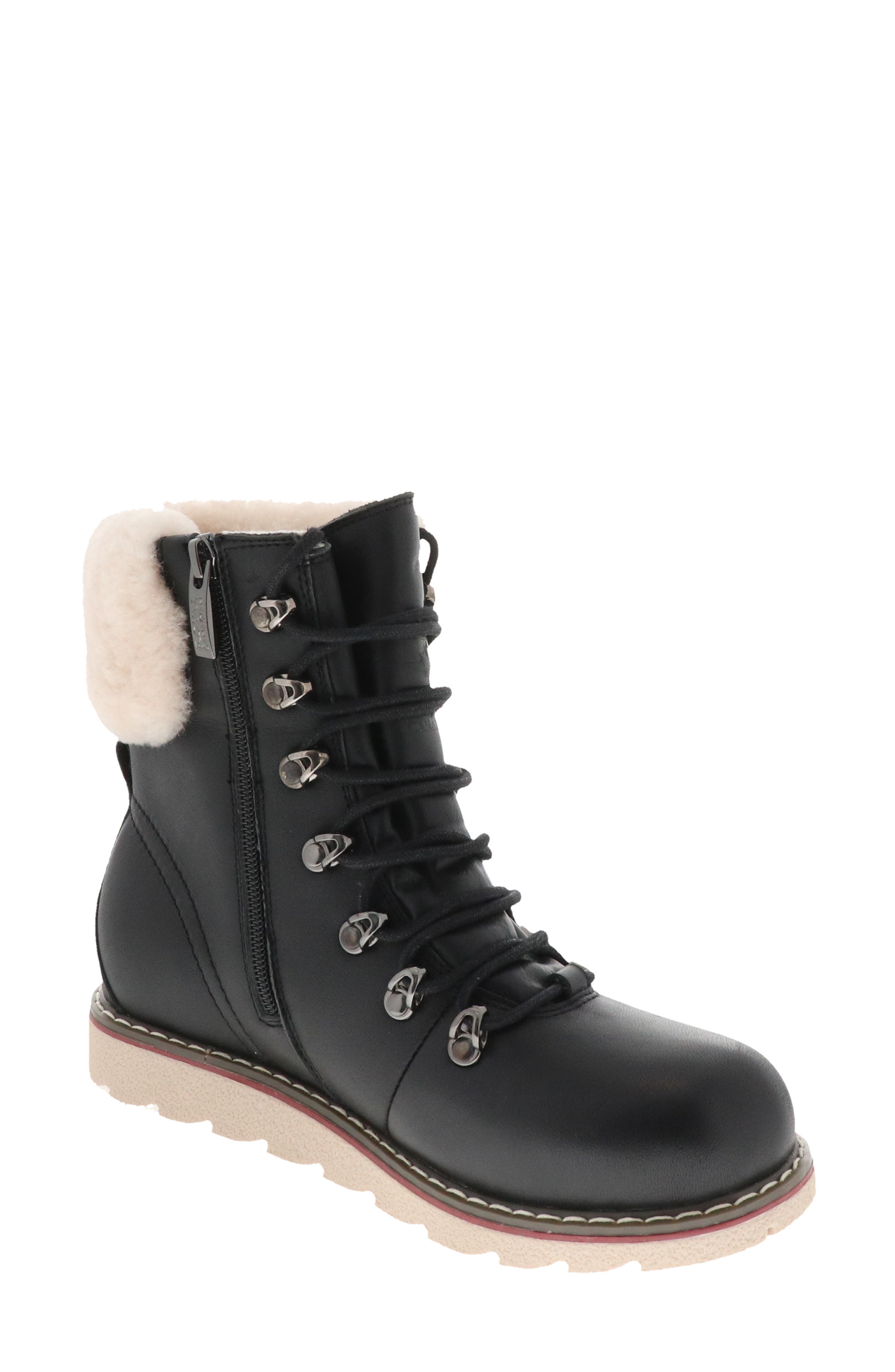 Cambridge Waterproof Snow Boot with Genuine Shearling Cuff, Main, color, BLACK LEATHER