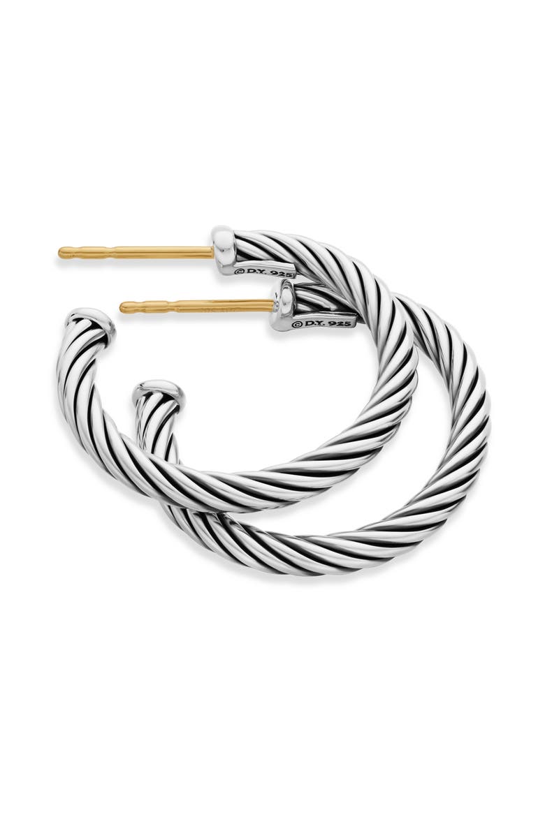 Cable Hoop Earrings, Alternate, color, SILVER