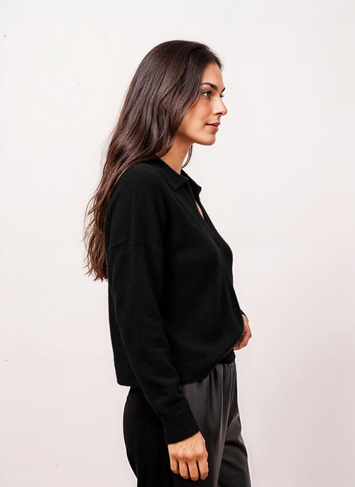 Central Park West Robbie V-neck Polo In Black