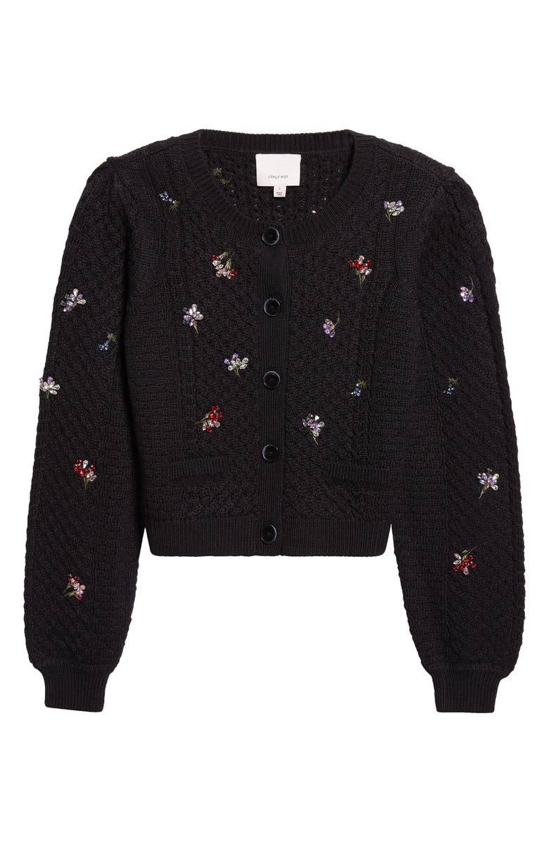 Cinq à Sept Rasa Beaded Cardigan, Alternate, color, Black