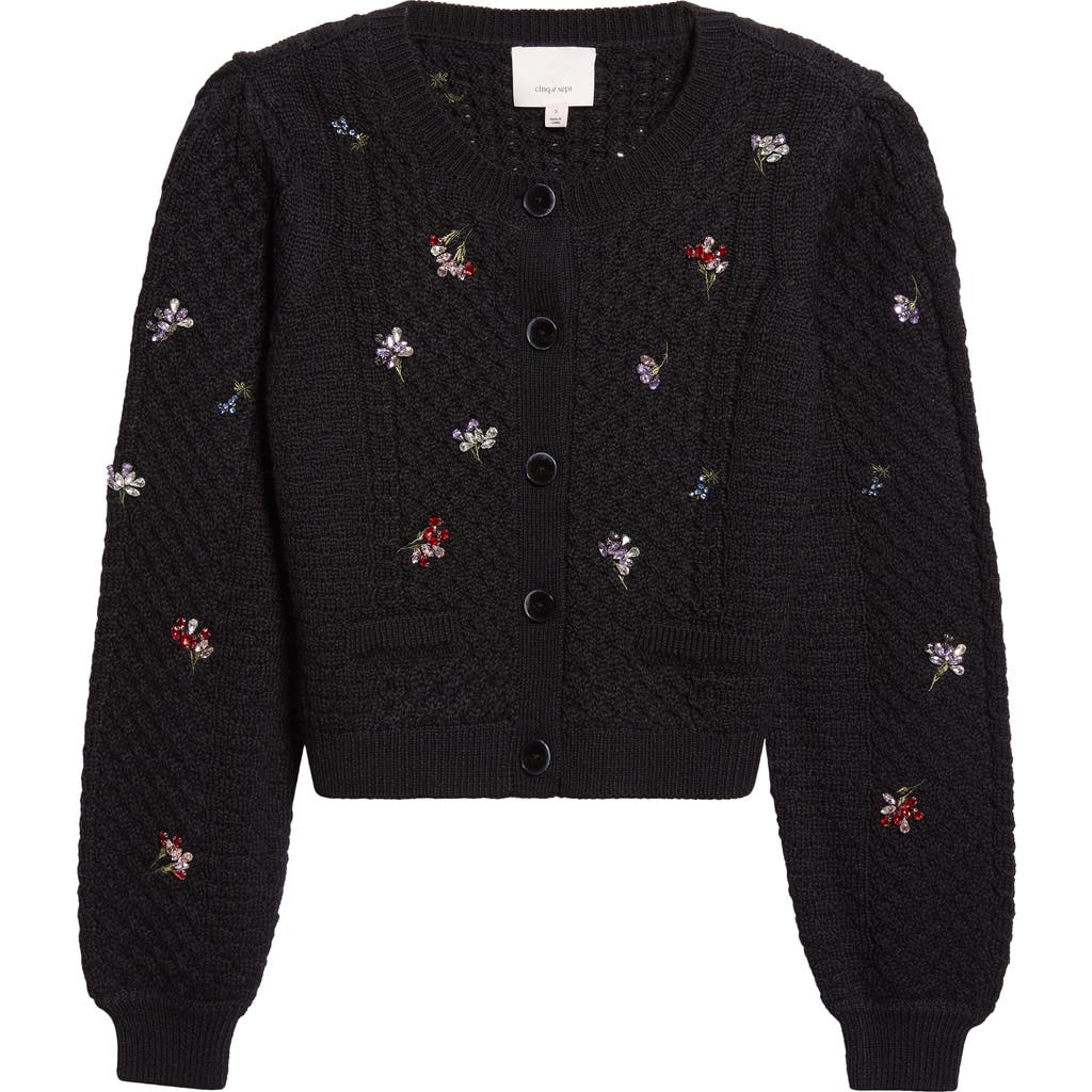 Cinq À Sept Rasa Beaded Cardigan In Black