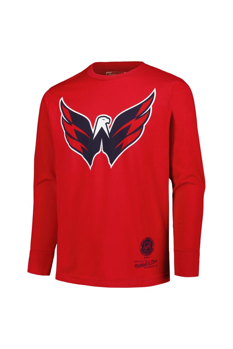 Youth Mitchell & Ness Red Washington Capitals Throwback Logo Long Sleeve T-Shirt, Alternate, color, Red