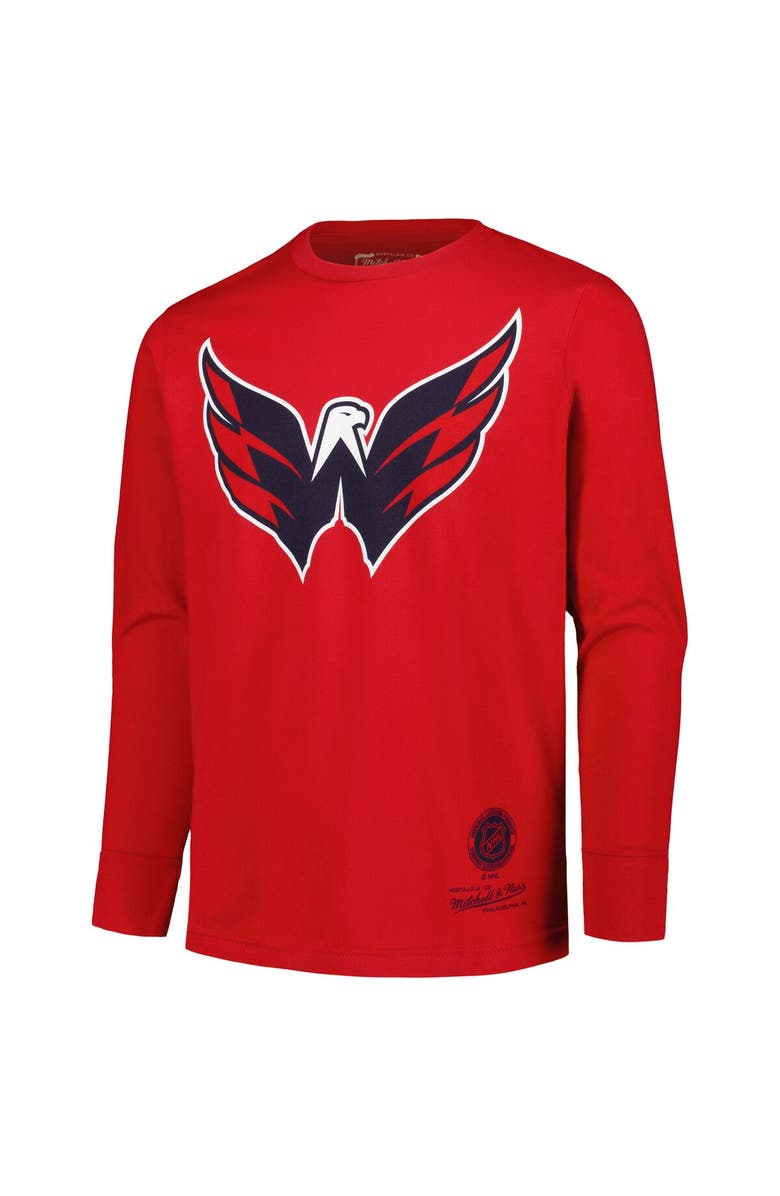 Mitchell & Ness Youth Mitchell & Ness Red Washington Capitals Throwback Logo Long Sleeve T-Shirt, Alternate, color, 