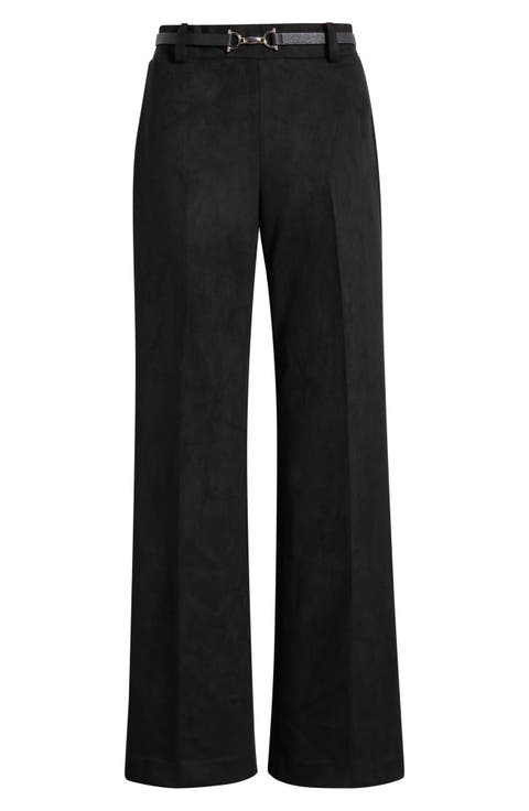 Pull On Wide Leg Faux Suede Pants