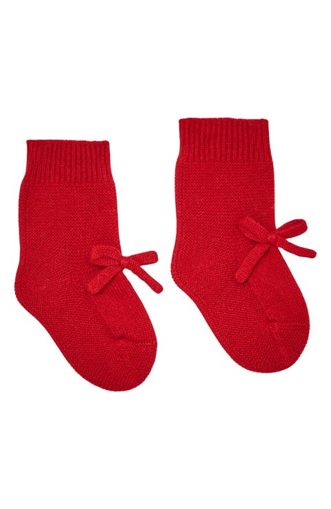 Rivelin Bow Cashmere Mittens & Crew Socks Set (Baby)