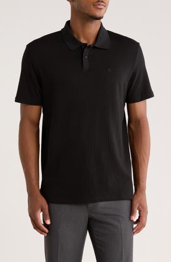 Calvin Klein Logo-patch Cotton Polo Shirt In Black