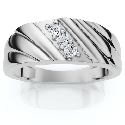 Men's Diamond Three Stone Polished Wedding Ring Gold Lab Grown