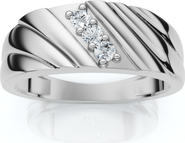 Bliss Diamond Men's Diamond Three Stone Polished Wedding Ring Gold Lab Grown