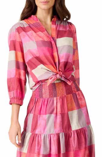 NIC+ZOE Sunset Plaid Girlfriend Cotton Button-Up Shirt
