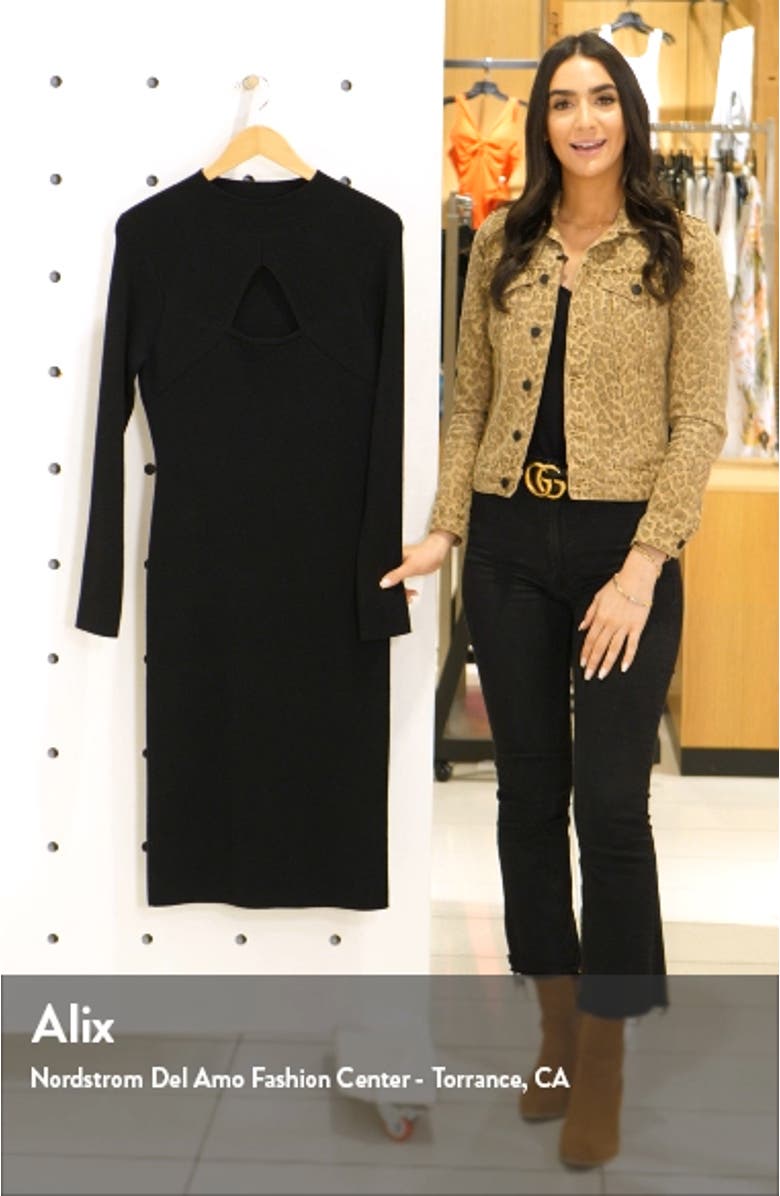 Merino Wool Long Sleeve Midi Sweater Dress, sales video thumbnail