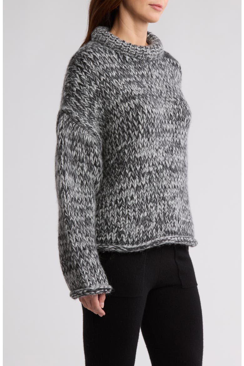 Lofty Wool Blend Whipstitch Mock Neck Sweater, Alternate, color, CINDER COAL