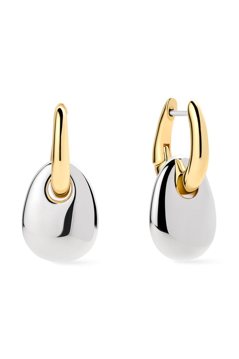 Kayla Clear Drop Hoop Earrings, Main, color, GOLD / SILVER