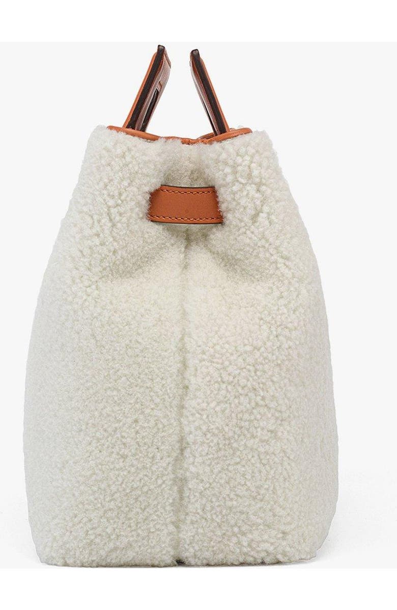 MCM Soft Diamond Shoulder Bag in Shearling and Leather, Alternate, color, White