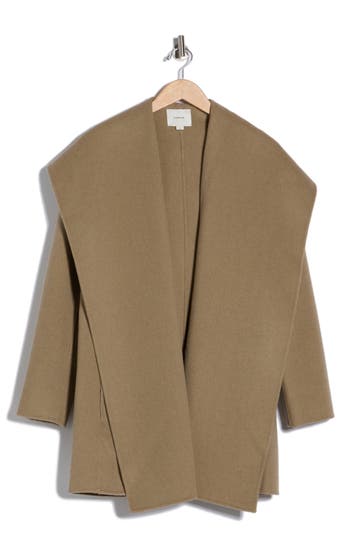 Vince Hooded Wool Blend Coat In Brown