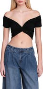 Avec Les Filles Off the Shoulder Crop Top