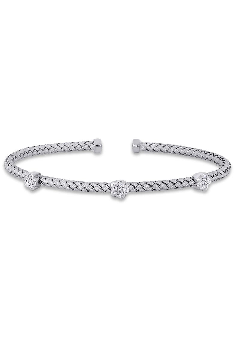 1/2 CTW Cubic Zirconia Station Bangle Bracelet, Main, color, Sterling Silver