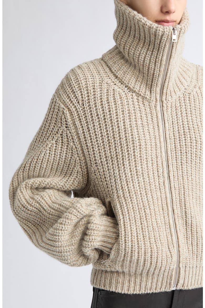 Zipped Alpaca & Yak Hair Cardigan, Alternate, color, BEIGE / OAT