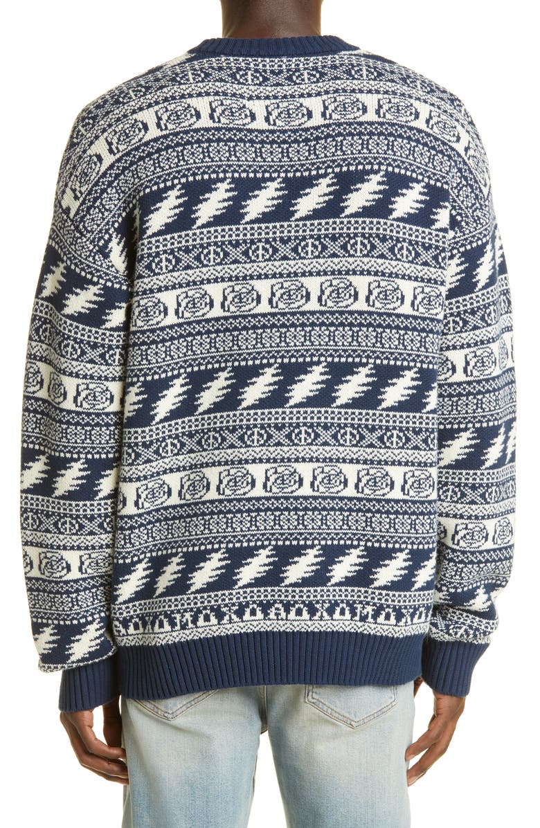 Schott NYC x Grateful Dead Aoxomoxoa Fair Isle Jacquard Cotton Sweater, Alternate, color, 