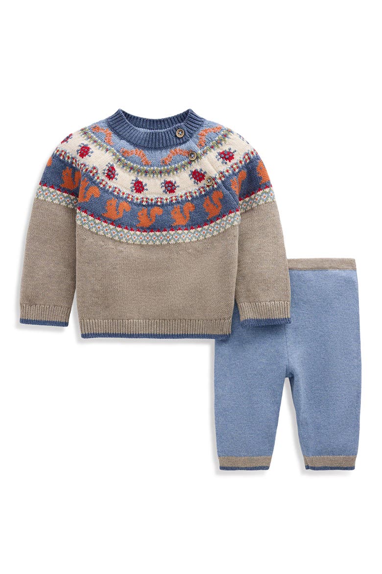 Fair Isle Cotton Sweater & Leggings Play Set, Main, color, MULTI WOODLAND