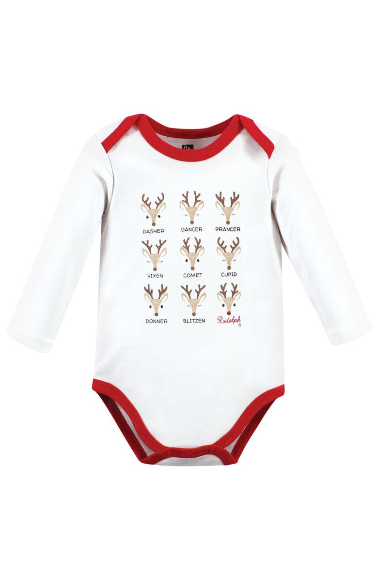 Hudson Baby Everyday Long-Sleeve Cotton All-in-Ones, Alternate, color, Santa Reindeer