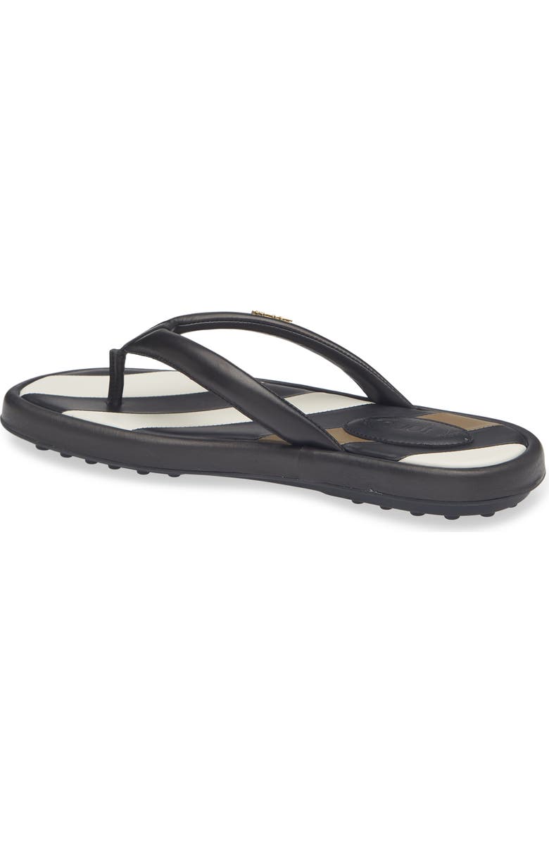 Tod's Stripe Leather Gomma Flip Flop, Alternate, color, Nero