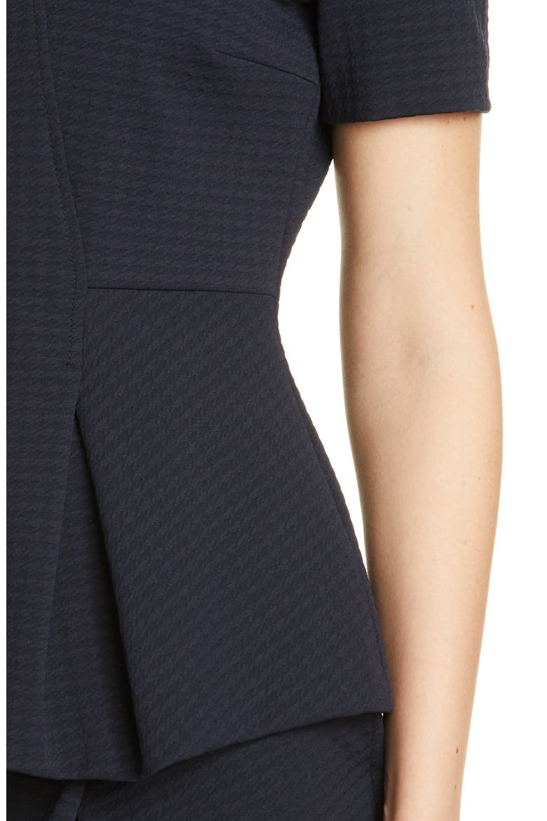 Itadara Houndstooth Peplum Top, Alternate, color, DARK NAVY