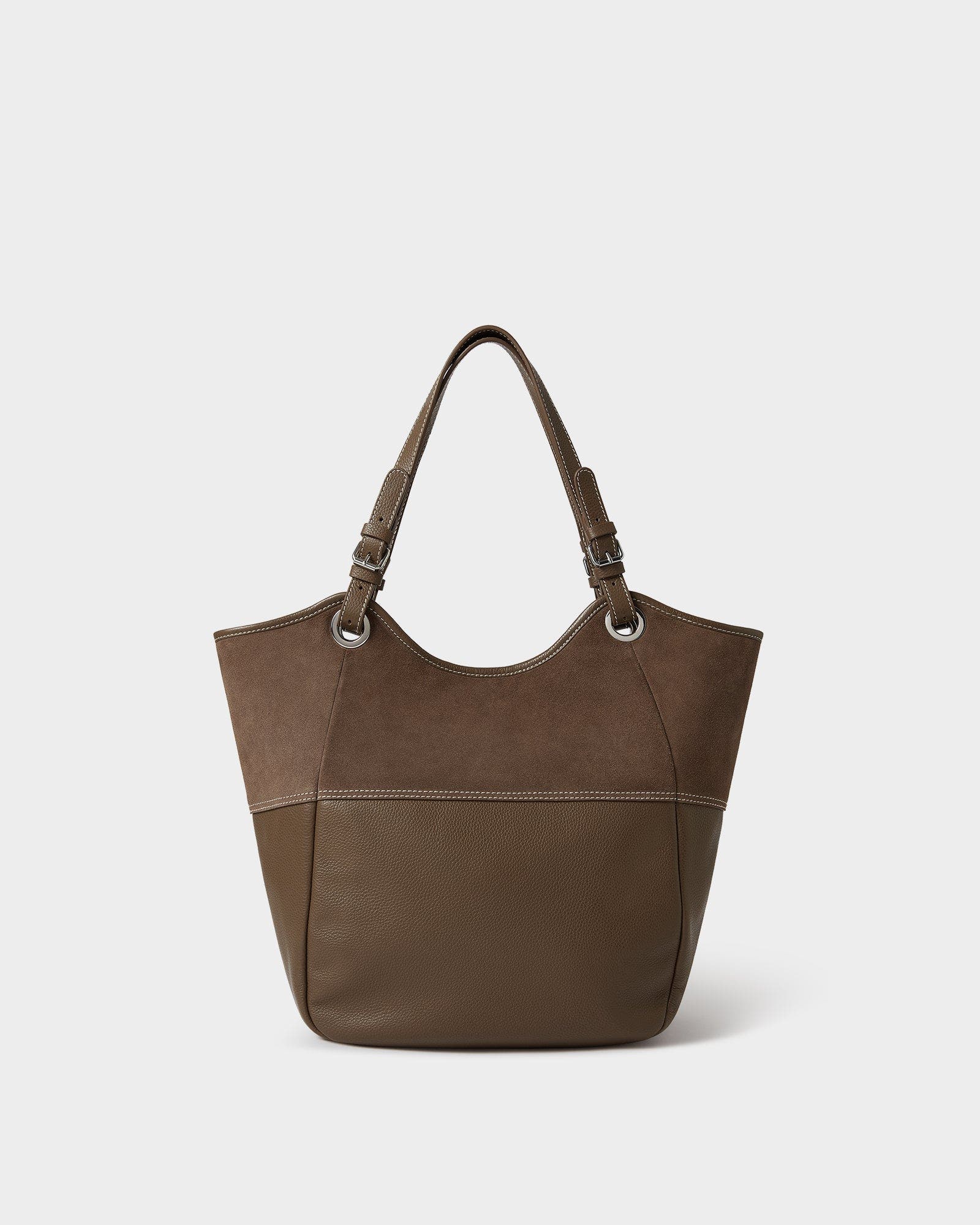 The Luxe Woodstock Suede & Leather Tote Bag, Alternate, color, Dark Truffle