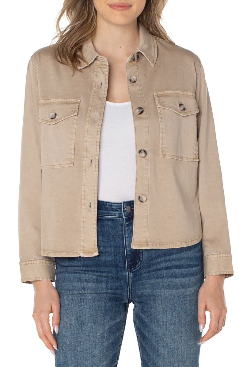 Liverpool Los Angeles Cotton Blend Shirt Jacket, Main, color, Biscuit Tan