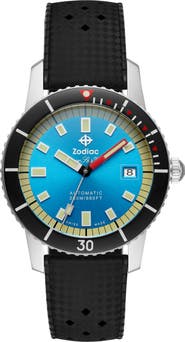 Zodiac Compression Diver Automatic Rubber Strap Watch, 40mm