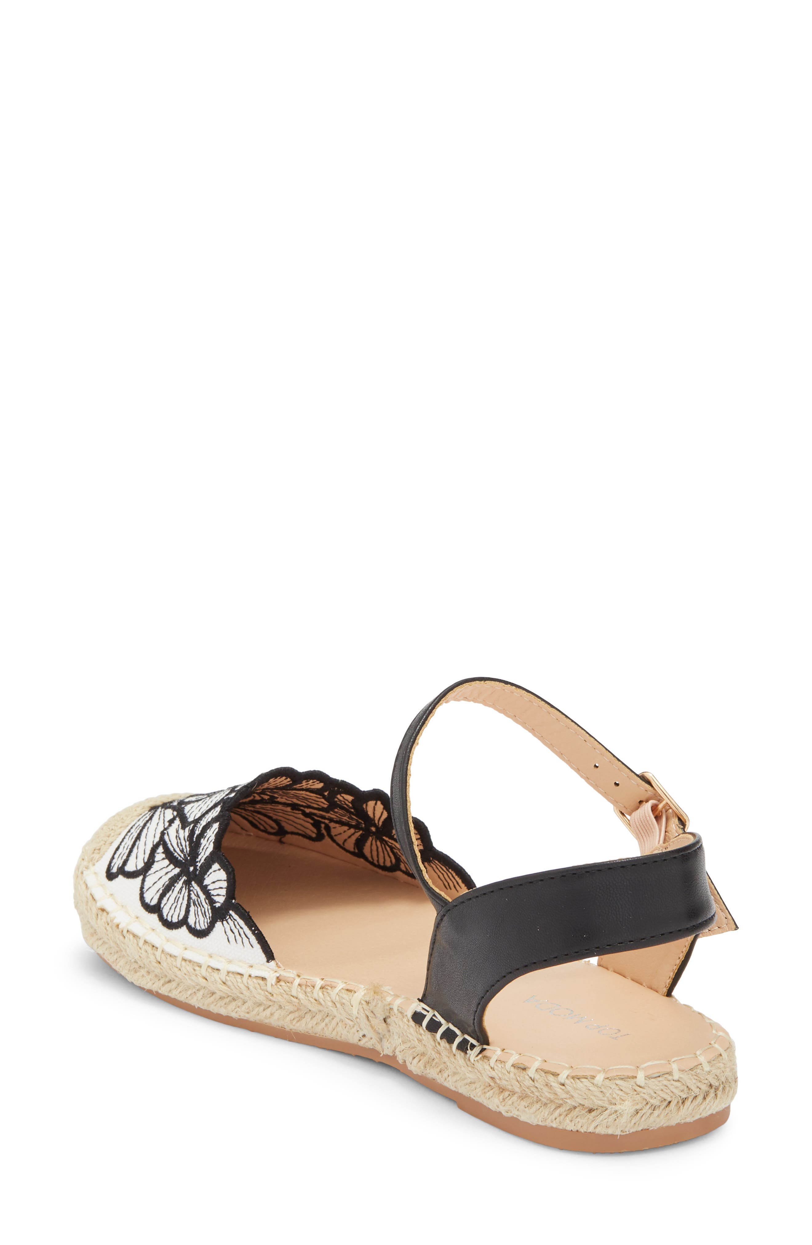 TOP MODA Chaya Floral Embroidered Flat, Alternate, color, Black Pu