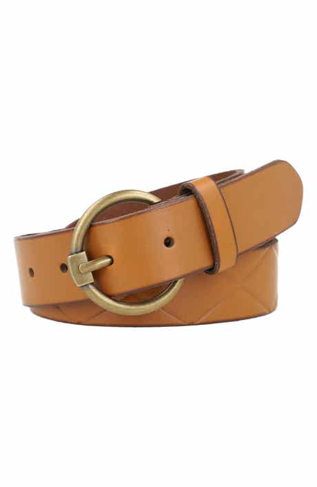 Diamond Debossed Leather Belt