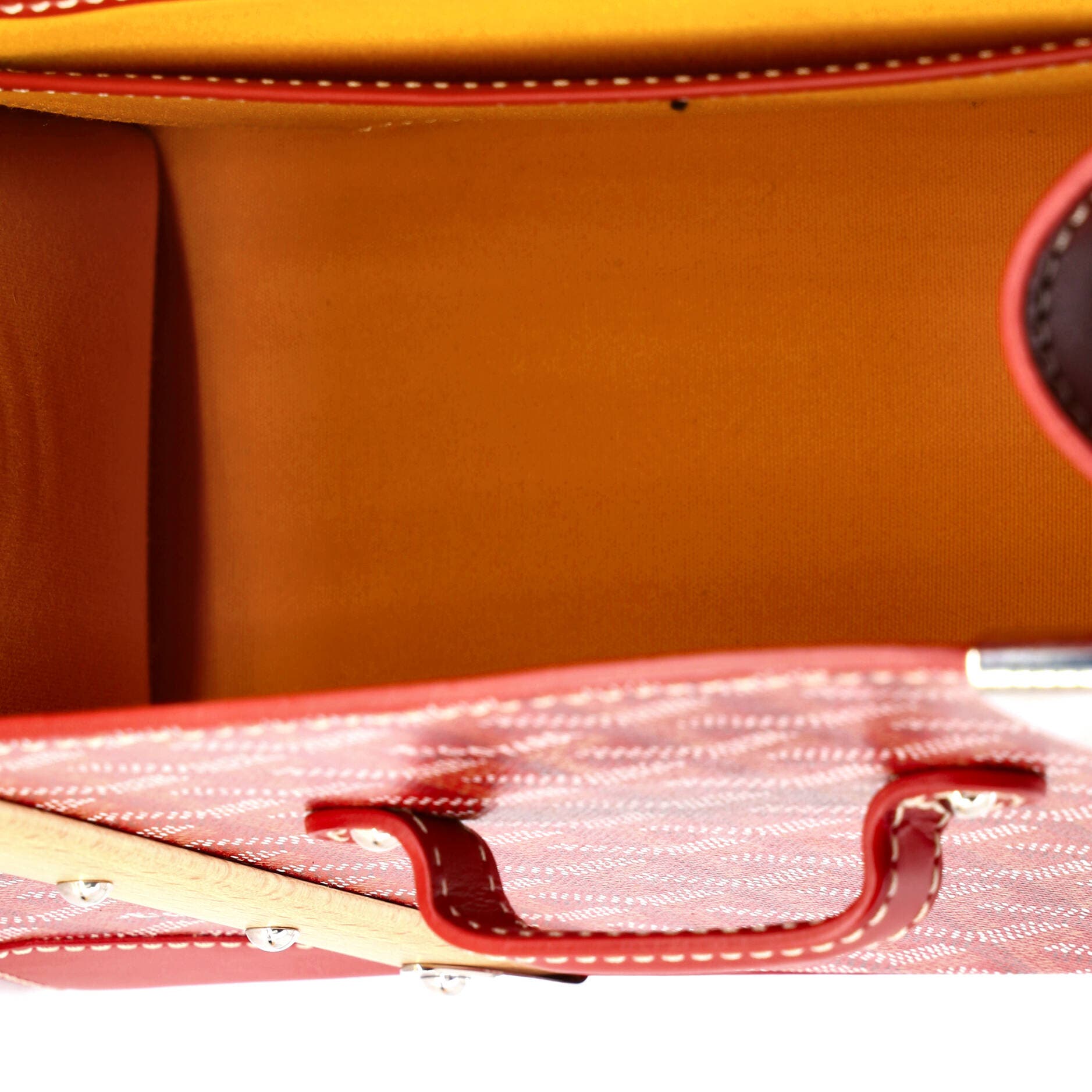 Pre-Owned Goyard Saigon Top Handle Bag Coated Canvas with Leather PM, Alternate, color, Red