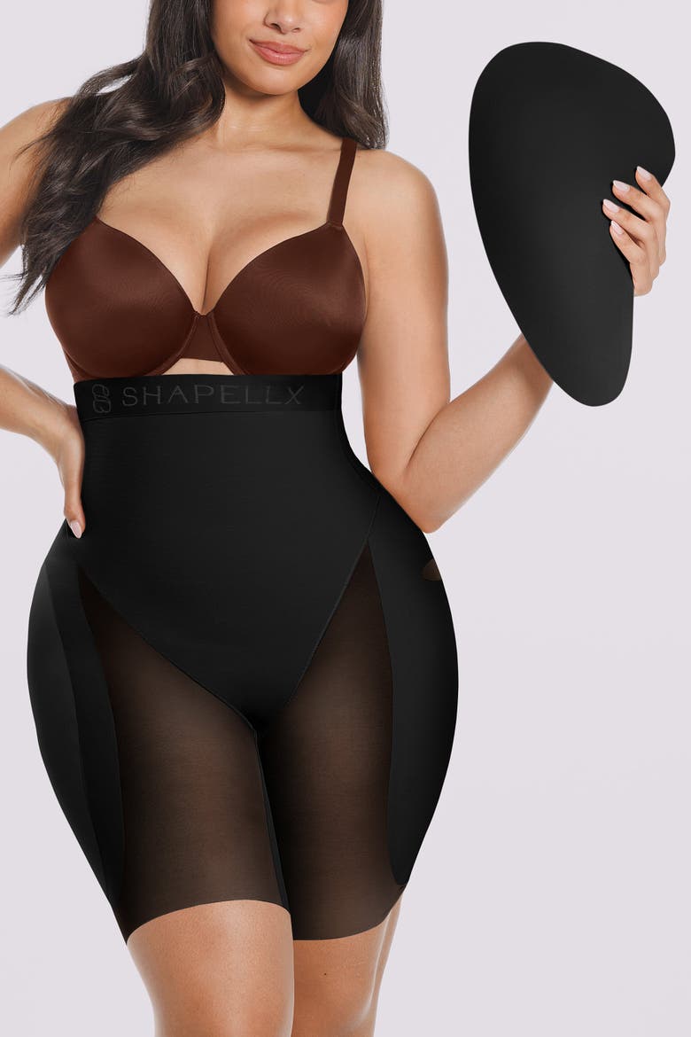 Hip Enhancer Padded High Waist Body Shaper Shorts, Main, color, Black