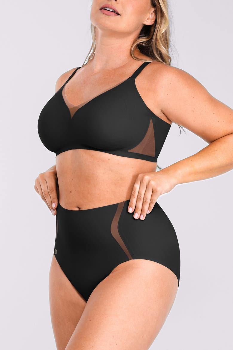 Curve Code Contour Comfy Smoothing Brief, Alternate, color, Black