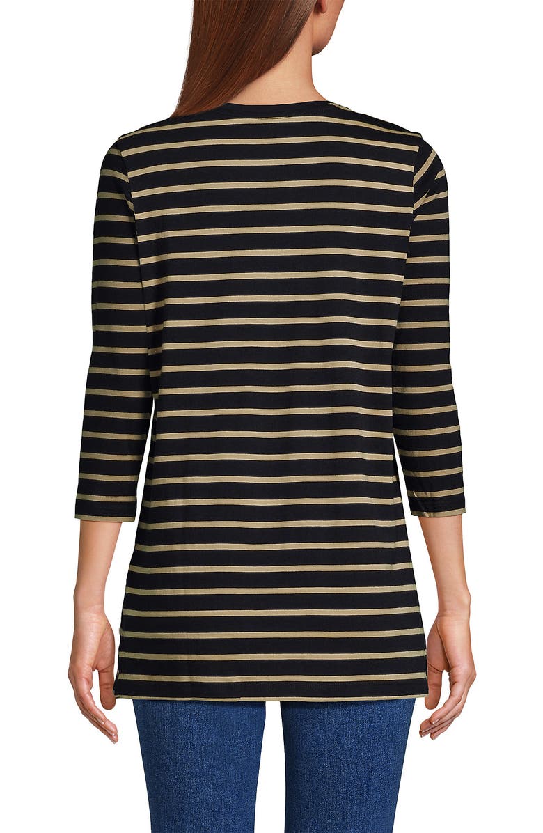 Lands' End Cotton Supima Tunic, Alternate, color, Black/Almond Tan Breton Stripe