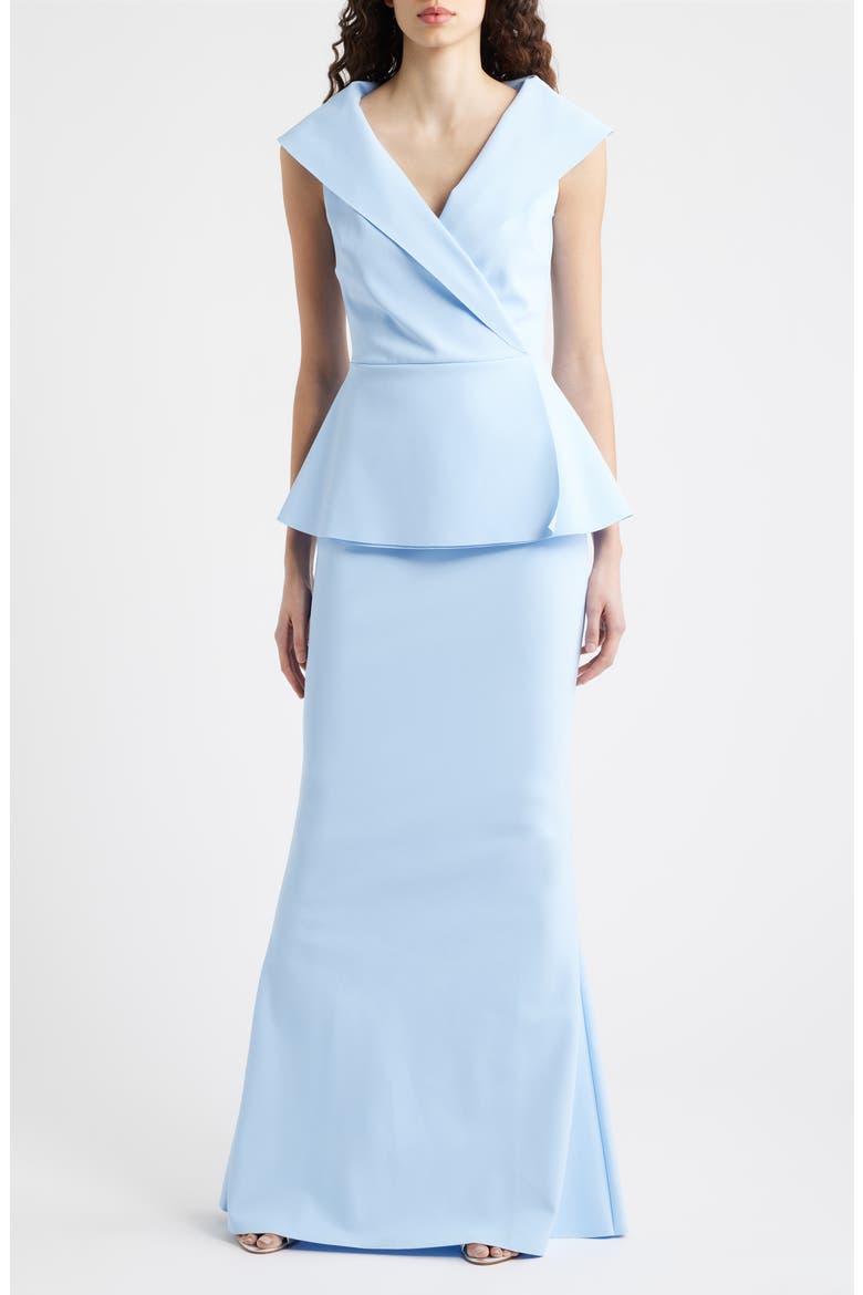 Moxelle Portrait Collar Gown, Main, color, BLUE AURA
