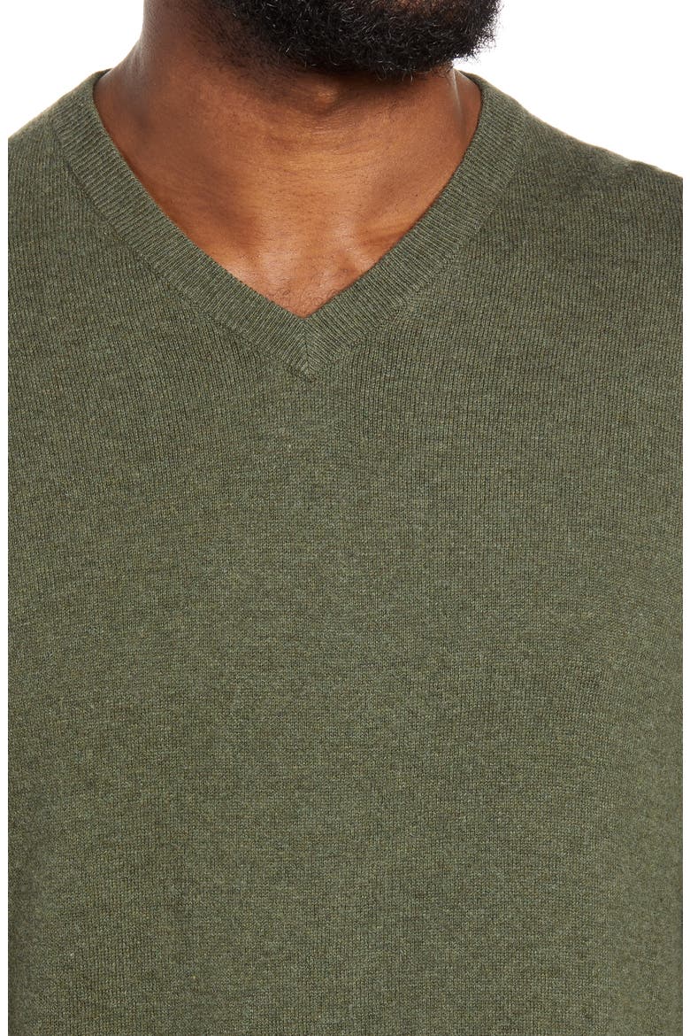 Men's Shop Cotton & Cashmere V-Neck Sweater, Alternate, color, GREEN ZEN HEATHER