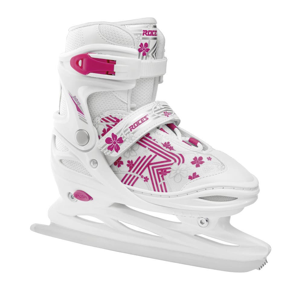 Roces Jokey 3.0 Adjustable Girls Ice Skates, Main, color, White/Pink
