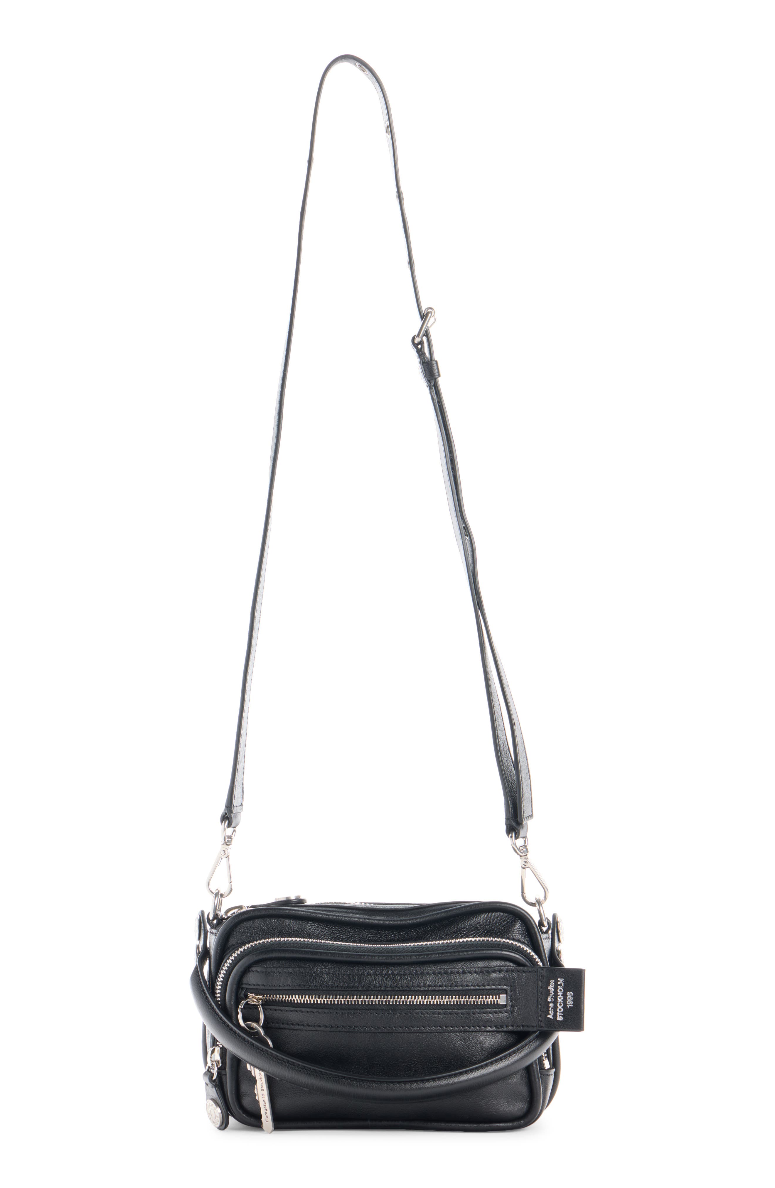 Acne Studios Camero Kit Leather Handbag, Alternate, color, Black